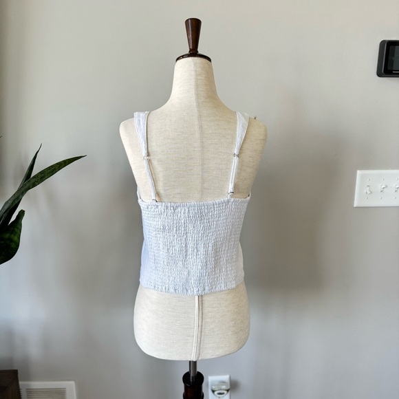 Abercrombie & Fitch Linen Blend White Button Front Detail Tank Top - Picture 7 of 9